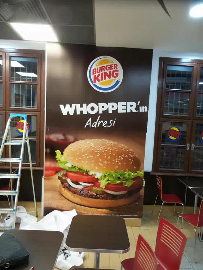 Burger King İç Mekan Duvar Dijital Baskı Uygulaması