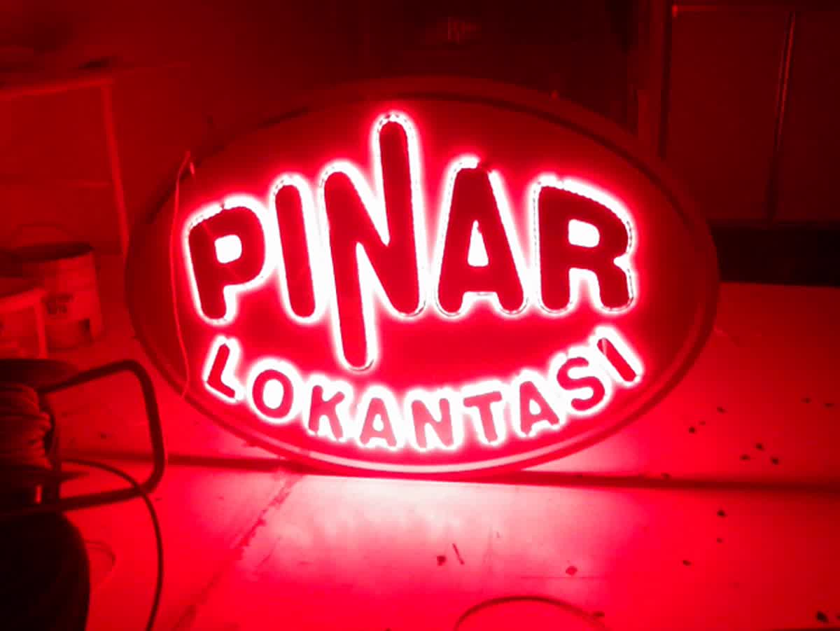 Pınar Lokantası Neon Efektli Kırmızı Işıklı Tabela
